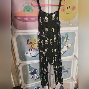 Art Class Black Dress with Floral Design